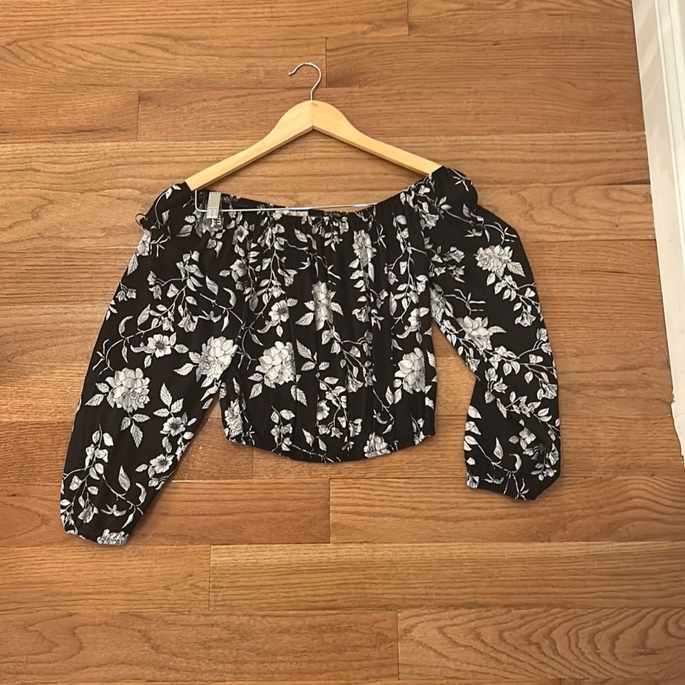 Black And White Floral Top